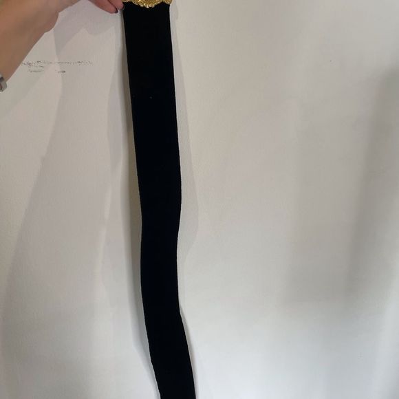 Vintage Velvet Black Belt with Gold Buckle - Picture 4 of 4